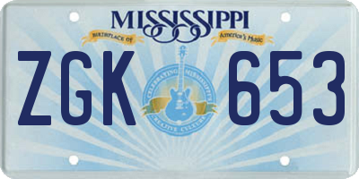 MS license plate ZGK653