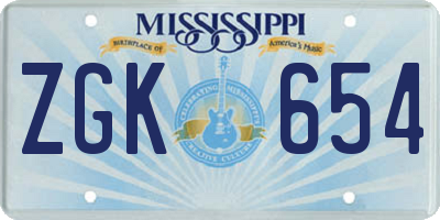 MS license plate ZGK654