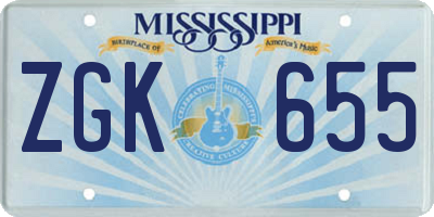 MS license plate ZGK655