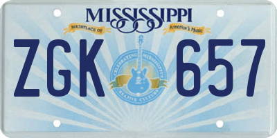 MS license plate ZGK657