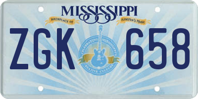MS license plate ZGK658