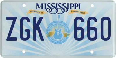 MS license plate ZGK660