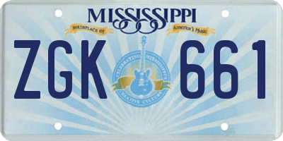 MS license plate ZGK661