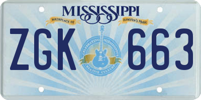 MS license plate ZGK663