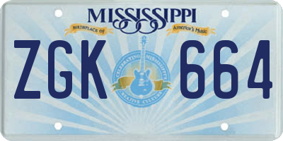 MS license plate ZGK664