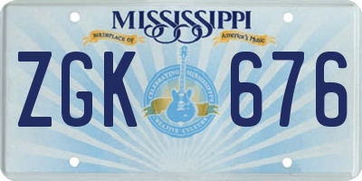 MS license plate ZGK676