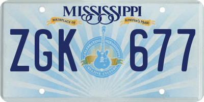 MS license plate ZGK677