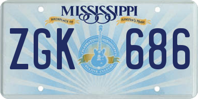MS license plate ZGK686