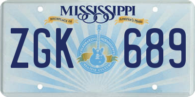 MS license plate ZGK689