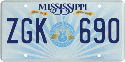 MS license plate ZGK690