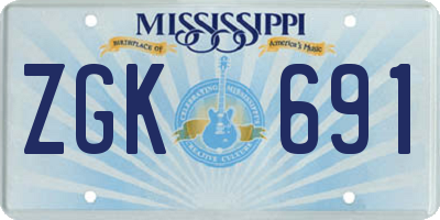 MS license plate ZGK691