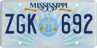 MS license plate ZGK692