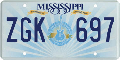 MS license plate ZGK697