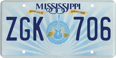 MS license plate ZGK706