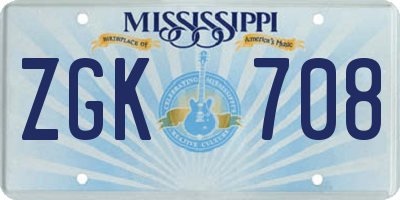 MS license plate ZGK708