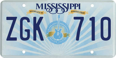 MS license plate ZGK710