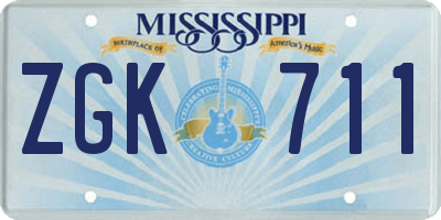 MS license plate ZGK711