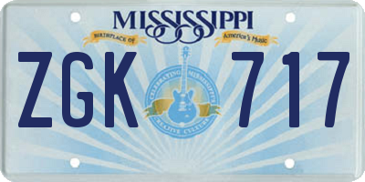 MS license plate ZGK717