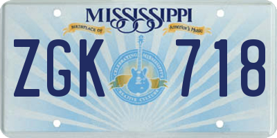 MS license plate ZGK718