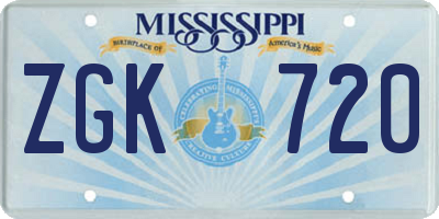 MS license plate ZGK720
