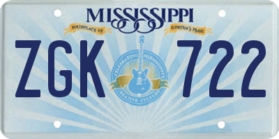 MS license plate ZGK722