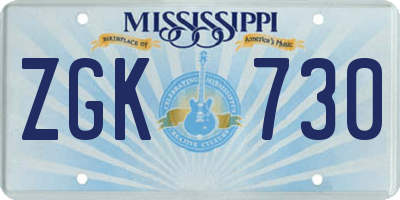 MS license plate ZGK730