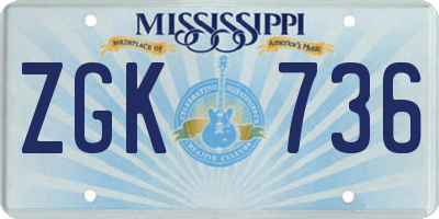 MS license plate ZGK736