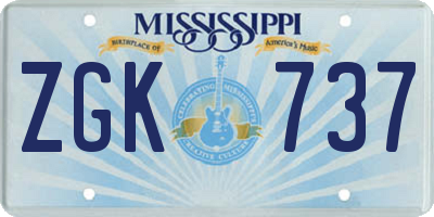MS license plate ZGK737