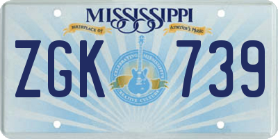 MS license plate ZGK739