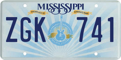MS license plate ZGK741