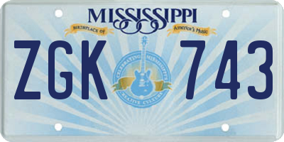 MS license plate ZGK743
