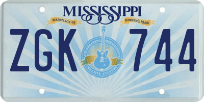 MS license plate ZGK744