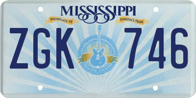 MS license plate ZGK746
