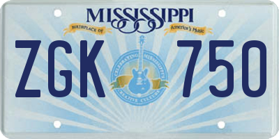 MS license plate ZGK750