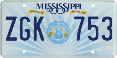 MS license plate ZGK753