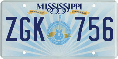 MS license plate ZGK756