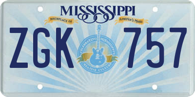 MS license plate ZGK757