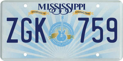 MS license plate ZGK759