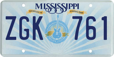 MS license plate ZGK761