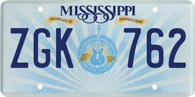 MS license plate ZGK762