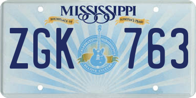 MS license plate ZGK763