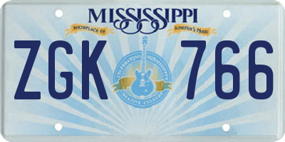 MS license plate ZGK766