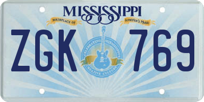 MS license plate ZGK769