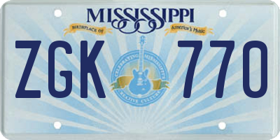 MS license plate ZGK770