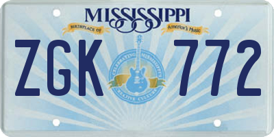 MS license plate ZGK772