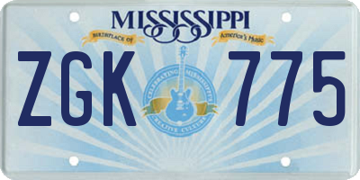 MS license plate ZGK775