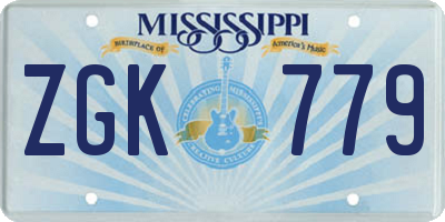 MS license plate ZGK779