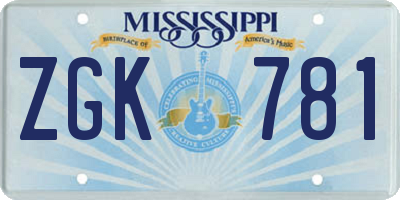 MS license plate ZGK781