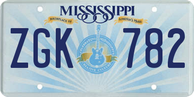 MS license plate ZGK782