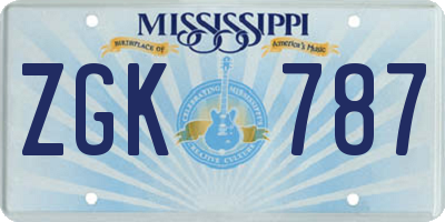 MS license plate ZGK787